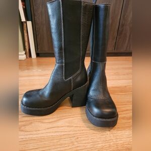 Black Platform Mid-Calf Women's Boots